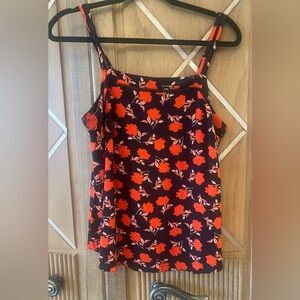 Ann Taylor Black and Red Floral Camisole